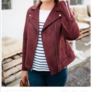Old Navy Faux Suede Burgundy Moto Jacket